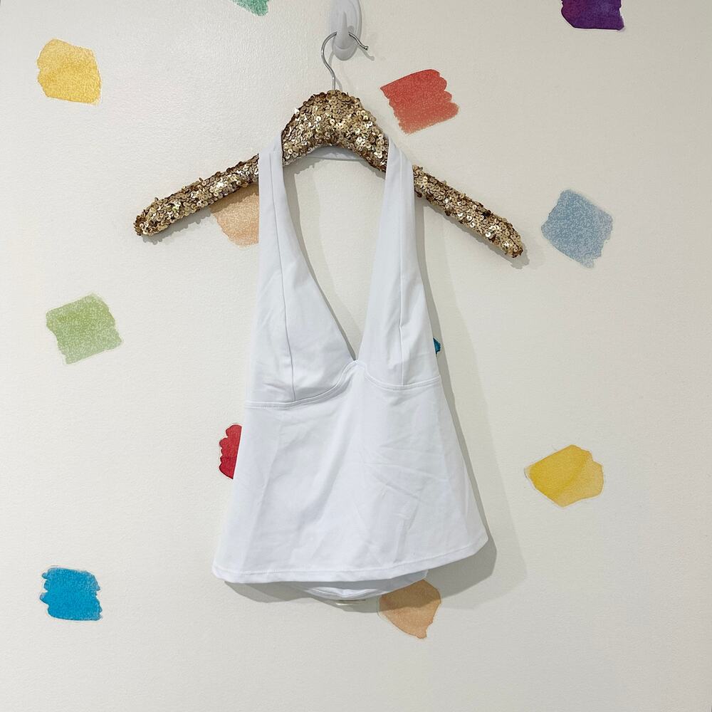 S Free People Intimately White Still Here Halter Crop Top NWT - Picture 4 of 5